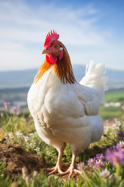 Un primer plano de un pollo hermoso