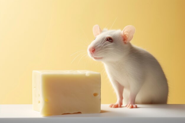 Primer plano de rata con queso