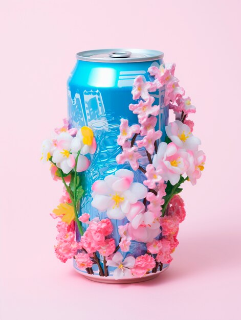 Un primer plano de un refresco futurista