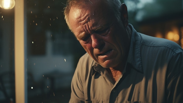 Primer plano en el retrato de un hombre triste