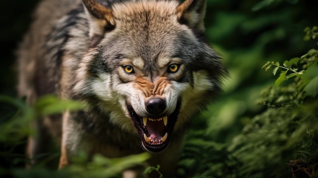 Foto gratuita un primer plano de un salvaje lobo gris