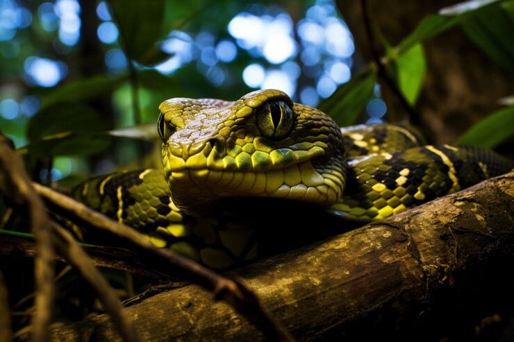 Foto gratuito un primer plano de una serpiente en su hábitat natural