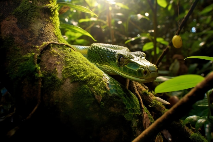 Foto gratuito un primer plano de una serpiente en su hábitat natural