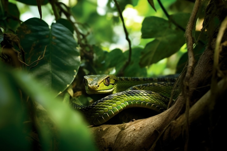 Foto gratuito un primer plano de una serpiente en su hábitat natural