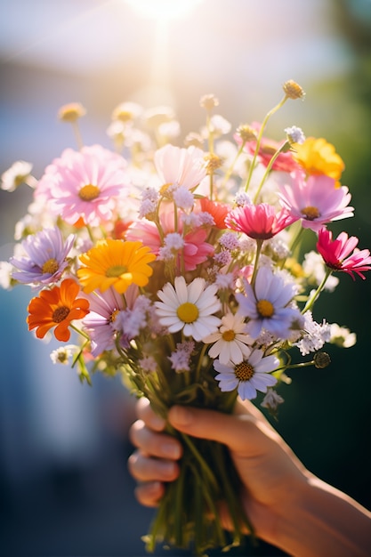 Primer plano sobre un hermoso ramo de flores