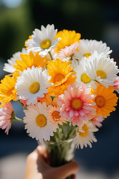 Primer plano sobre un hermoso ramo de flores