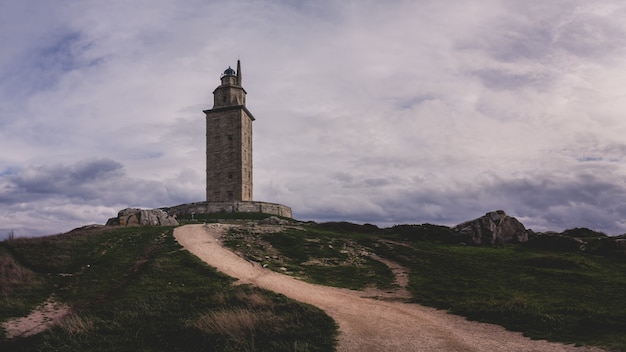 Primer plano de la Torre de Hércules en España