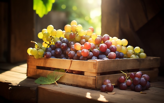 Primer plano de las uvas, frutas de temporada para el invierno.