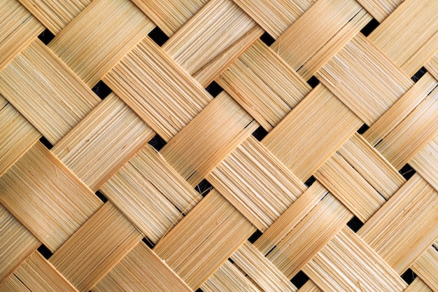 Primer plano de la vieja textura de tejido de bambú