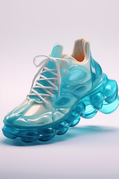 Un primer plano de las zapatillas futuristas