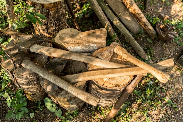 Foto gratuita primeros ejes para cortar madera