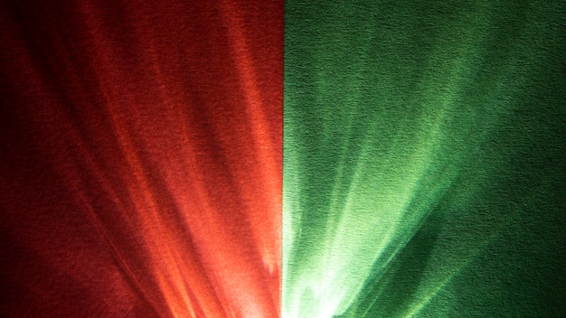 El prisma se ilumina en verde y rojo en contraste