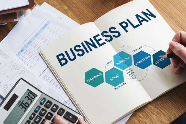 Proceso de desarrollo de estrategia de plan de negocios concepto gráfico