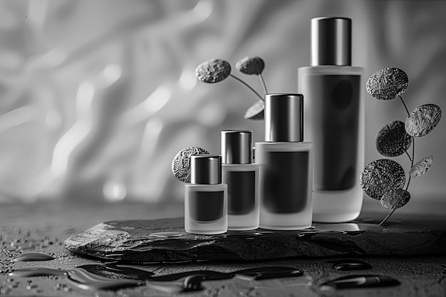 Foto gratuita producto de belleza en blanco y negro