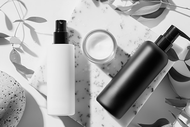 Foto gratuita producto de belleza en blanco y negro