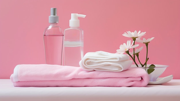 Foto gratuita producto de belleza y cosméticos con tonos rosados suaves