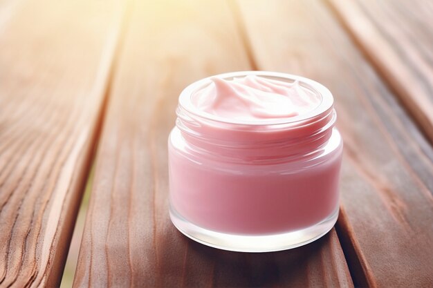Producto hidratante para el cuidado de la belleza con tonos rosados