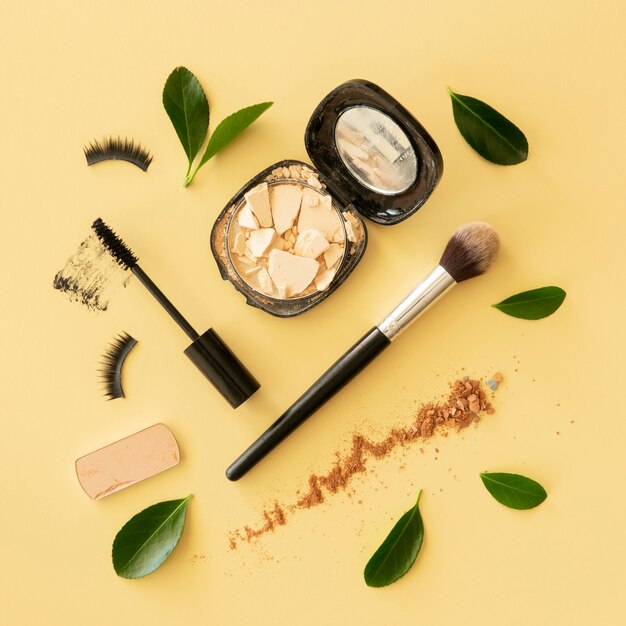 Productos de maquillaje plano