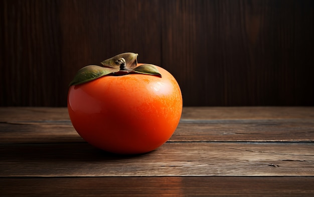 Próximo a la fruta del caqui frutas de temporada para el invierno
