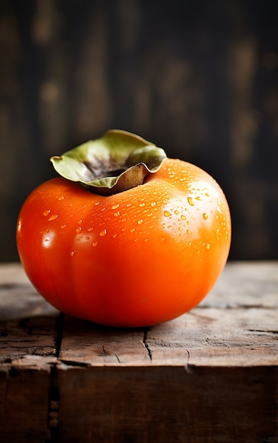 Foto gratuita próximo a la fruta del caqui frutas de temporada para el invierno