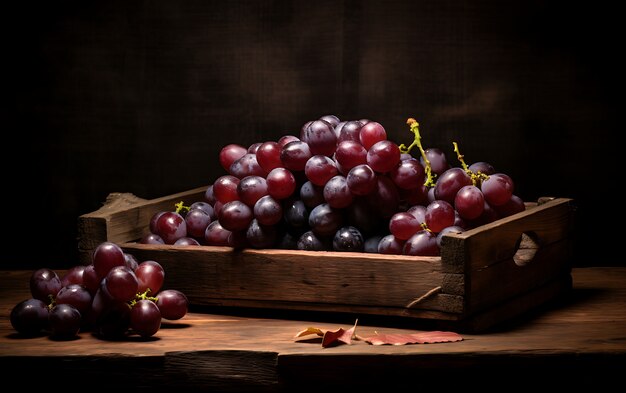 Próximo a las uvas frutas de temporada para el invierno