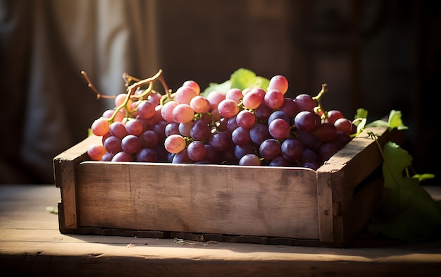 Próximo a las uvas frutas de temporada para el invierno