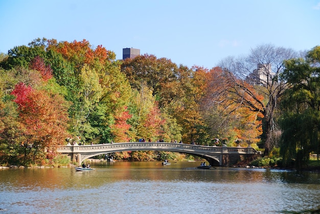 Foto gratuita puente del arco iris de central park de la ciudad de nueva york