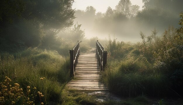 Un puente en la niebla con la palabra puente.