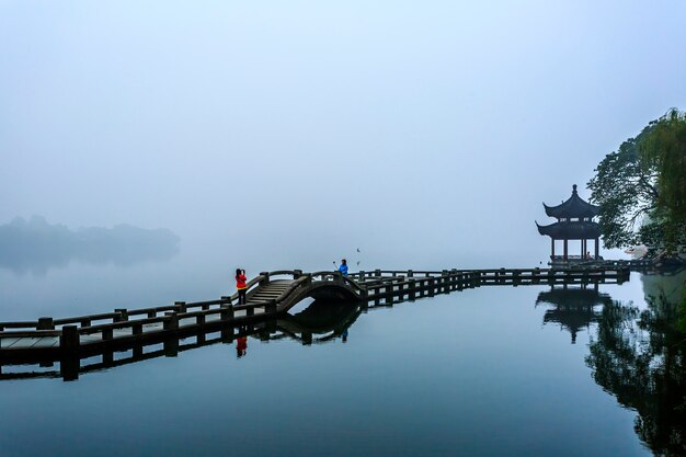 puente y niebla