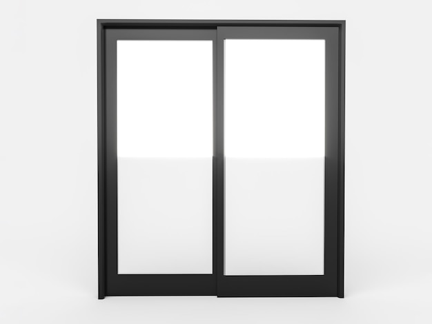 Puerta corredera negra en la tienda o ventanas tecnologías de construcción modernas ilustración 3d