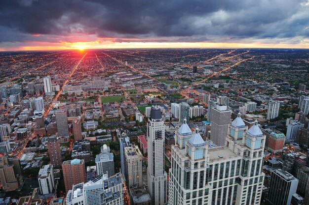 puesta de sol de chicago