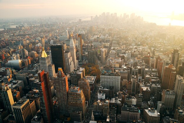 Puesta de sol de la ciudad de Nueva York