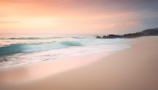 Puesta de sol sobre aguas tranquilas un paraíso romántico generado por IA