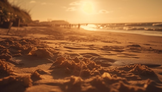 Foto gratuita puesta de sol sobre aguas tranquilas un paraíso tropical generado por ia