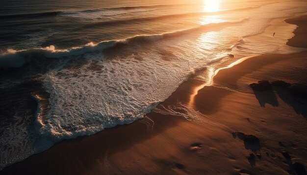 Puesta de sol sobre aguas tranquilas un paraíso tropical IA generativa