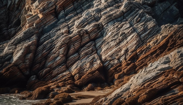 Foto gratuita puesta de sol sobre el borde de las aguas de la formación rocosa de arenisca erosionada generada por ia