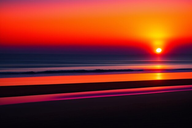 Una puesta de sol sobre el océano con el sol poniéndose detrás
