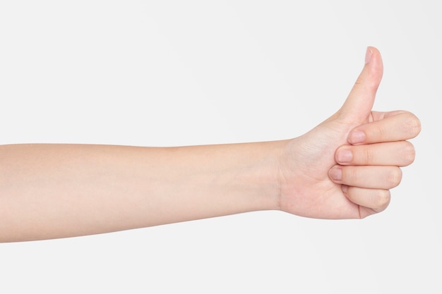 Pulgares arriba gesto de la mano escaneo de huellas dactilares tecnología de seguridad biométrica
