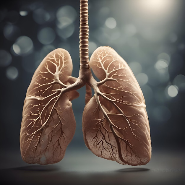 Foto gratuita pulmones humanos sobre fondo abstracto ilustración 3d estilo vintage