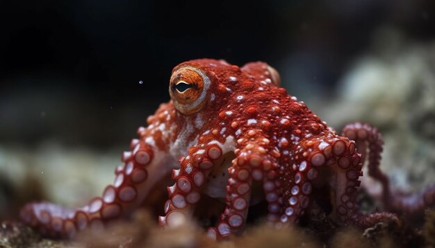 Pulpo con tentáculos en arrecife de coral belleza submarina generada por IA