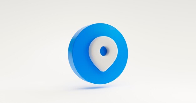 Puntero azul pin ubicación navegación gps búsqueda mapa marcador signo icono o símbolo sitio web elemento concepto ilustración sobre fondo blanco 3D rendering