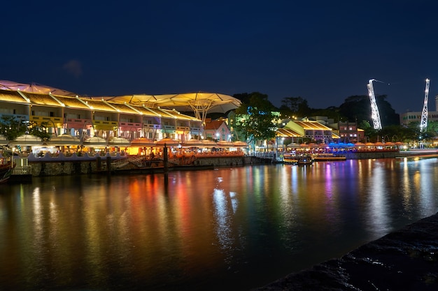 punto de referencia de Singapur Luces de trabajo hermosa