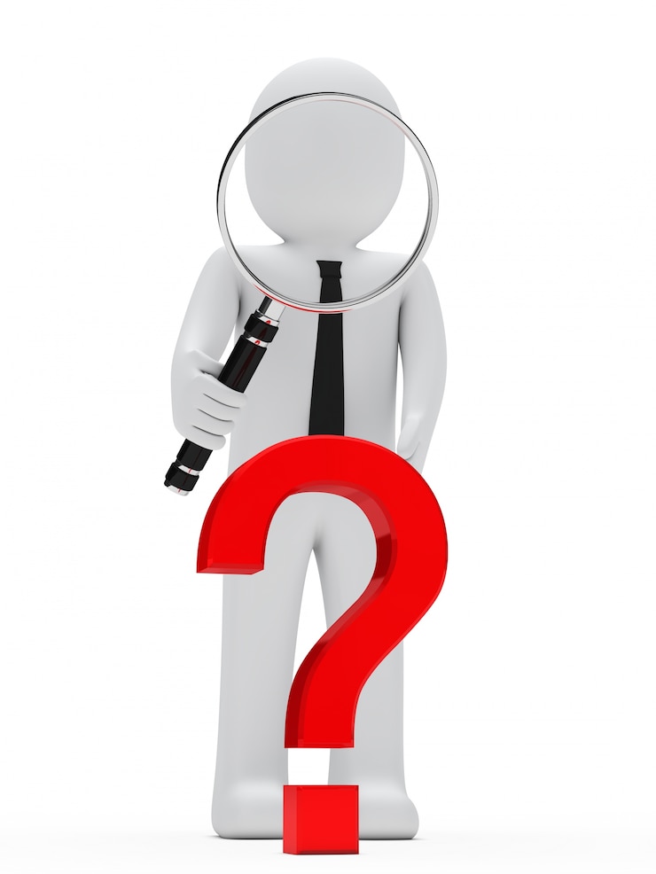 Photo Gratis rag doll with a giant magnifying glass and a question mark