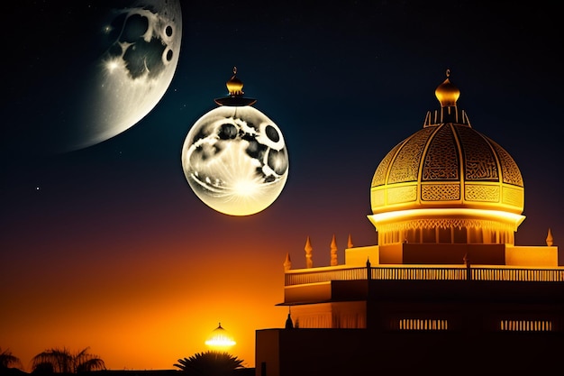 Foto gratuita ramadan kareem eid mubarak foto gratis mezquita lámpara en la noche