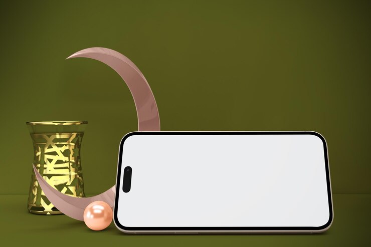 Foto gratuito ramadan phone 14 pro max vista frontal