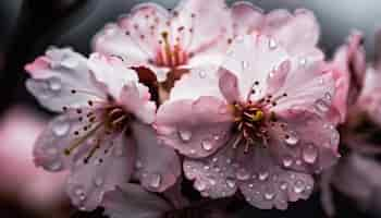 Foto gratuita un ramo de flores rosas con gotas de agua sobre ellas