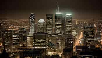 Foto gratuita rascacielos resplandecientes iluminan el horizonte de la ciudad moderna generado por ia