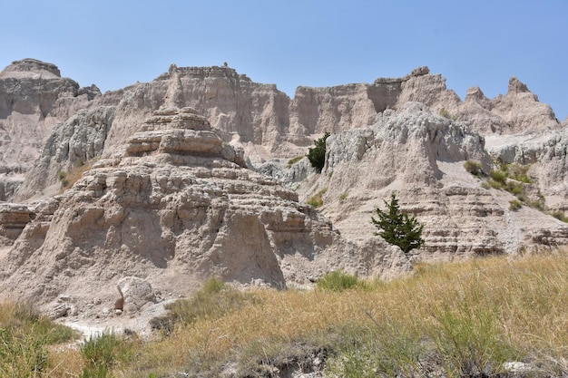 Rastro de muesca que se desmorona en las Tierras Baldías de Dakota del Sur