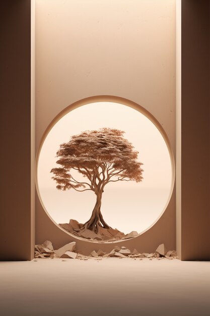 Árbol en 3D a la luz del sol