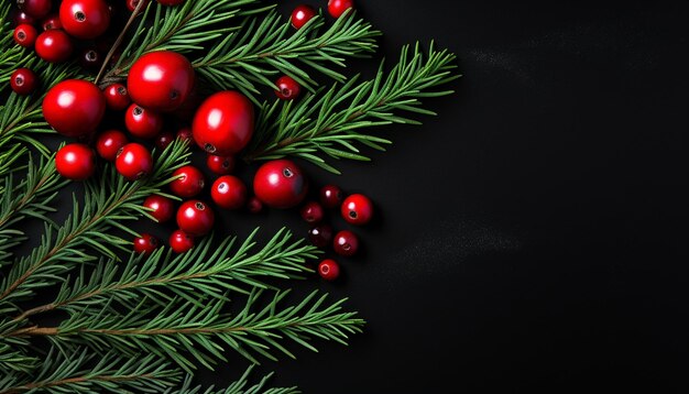 Árbol de Navidad con adornos brillantes y ramas verdes frescas generadas por inteligencia artificial